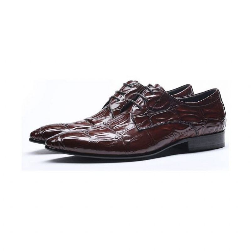 Sapatos Formais Masculinos Requintados Com Cadarço Pontiagudo Brogue - Vermelho