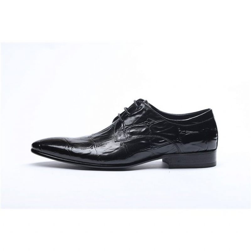 Sapatos Formais Masculinos Requintados Com Cadarço Pontiagudo Brogue - Preto