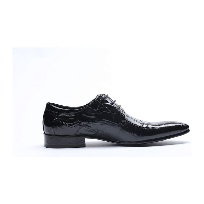 Sapatos Formais Masculinos Requintados Com Cadarço Pontiagudo Brogue - Preto