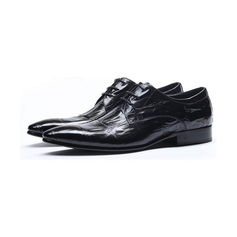 Sapatos Formais Masculinos Requintados Com Cadarço Pontiagudo Brogue - Preto