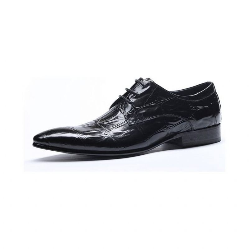 Sapatos Formais Masculinos Requintados Com Cadarço Pontiagudo Brogue - Preto