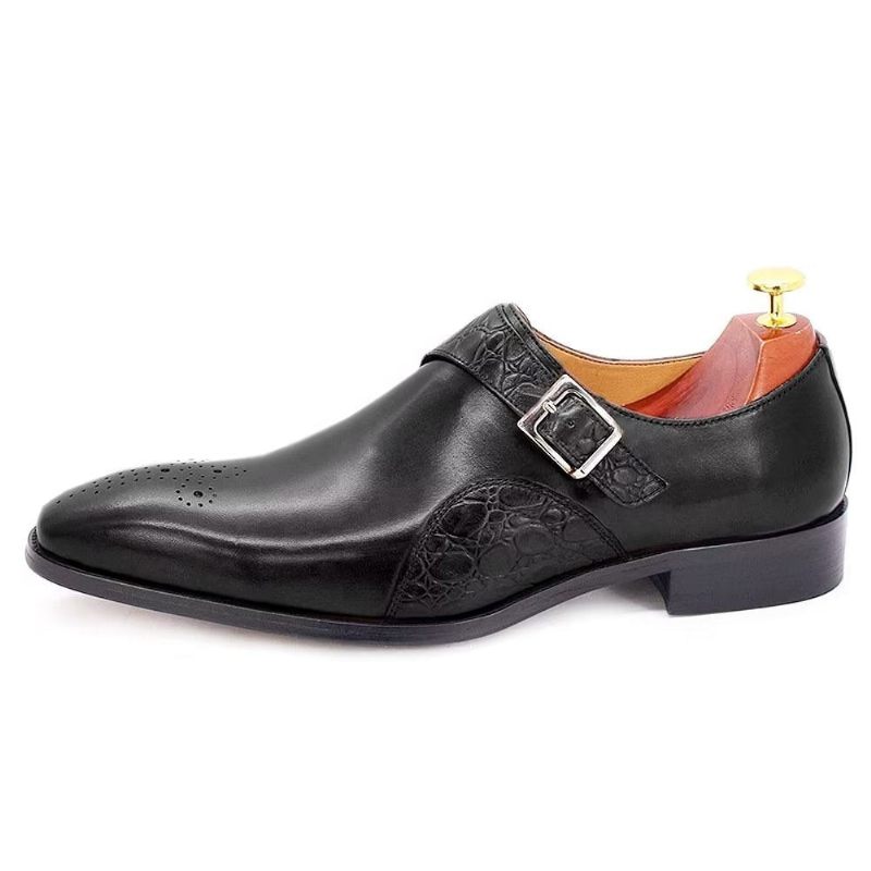 Sapatos Formais Masculinos Requintados Com Estampa Crocodilo Monkstraps