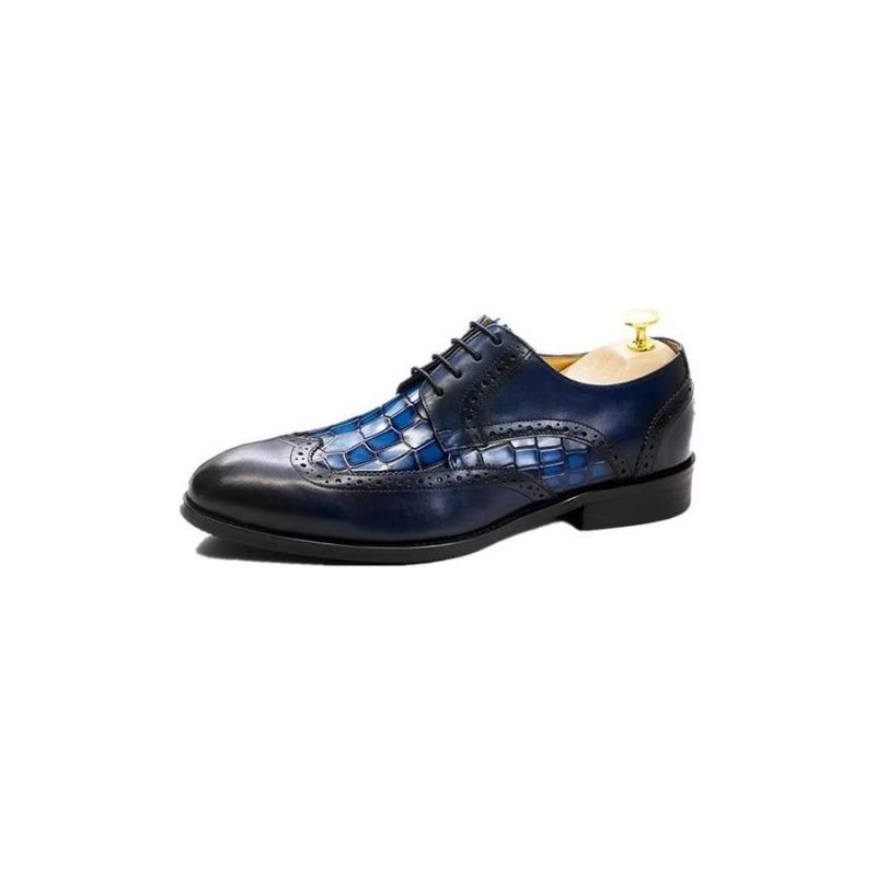 Sapatos Formais Masculinos Requintados Com Textura Crocodilo Derby