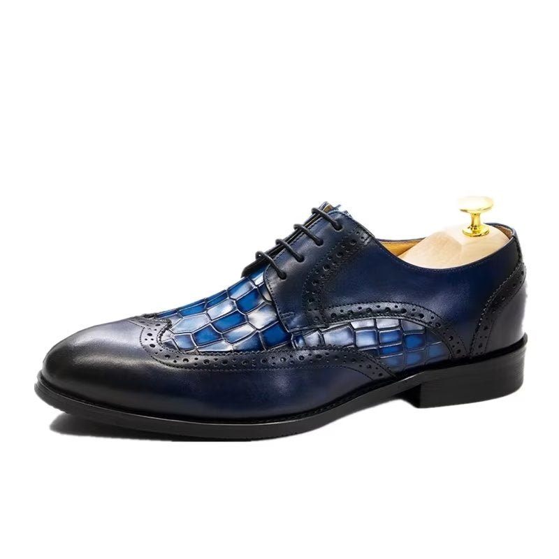 Sapatos Formais Masculinos Requintados Com Textura Crocodilo Derby -  Azul