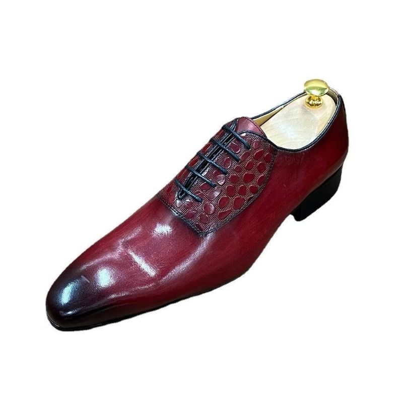 Sapatos Formais Masculinos Requintados Com Textura Crocodilo Sociais - Vermelho