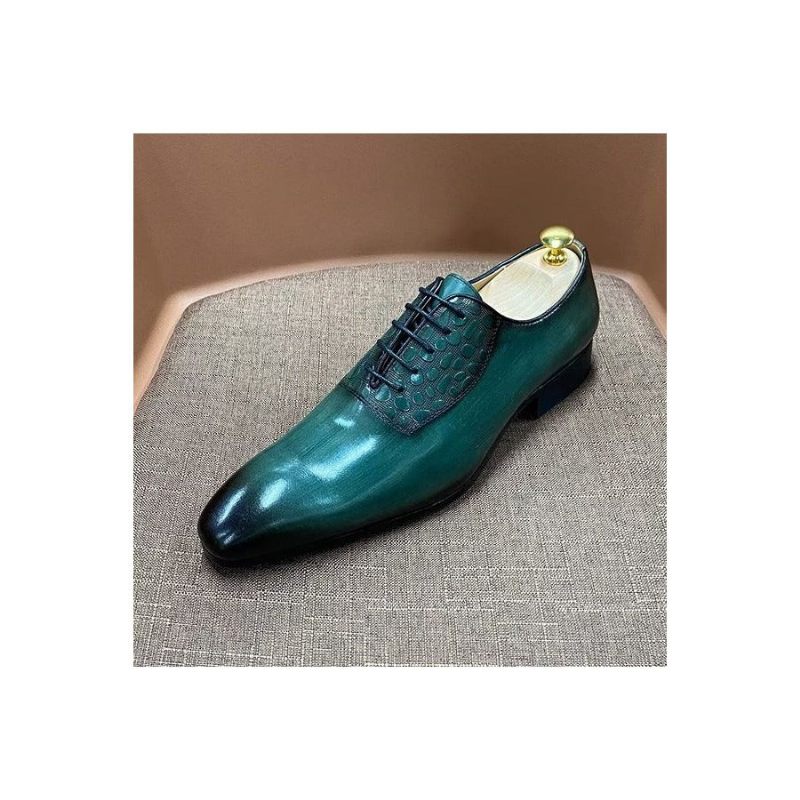 Sapatos Formais Masculinos Requintados Com Textura Crocodilo Sociais - Verde