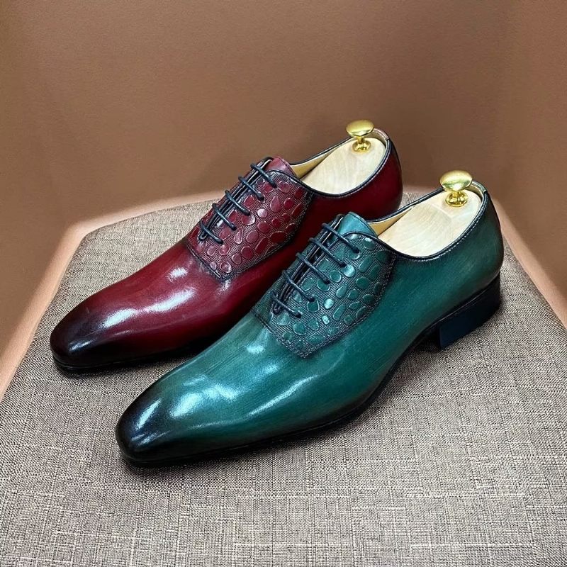 Sapatos Formais Masculinos Requintados Com Textura Crocodilo Sociais - Vermelho