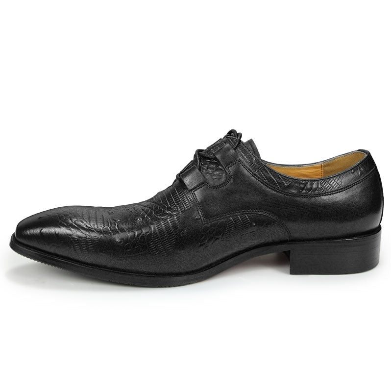 Sapatos Formais Masculinos Requintados Luxo Com Estampa Exótica Derby - Preto 