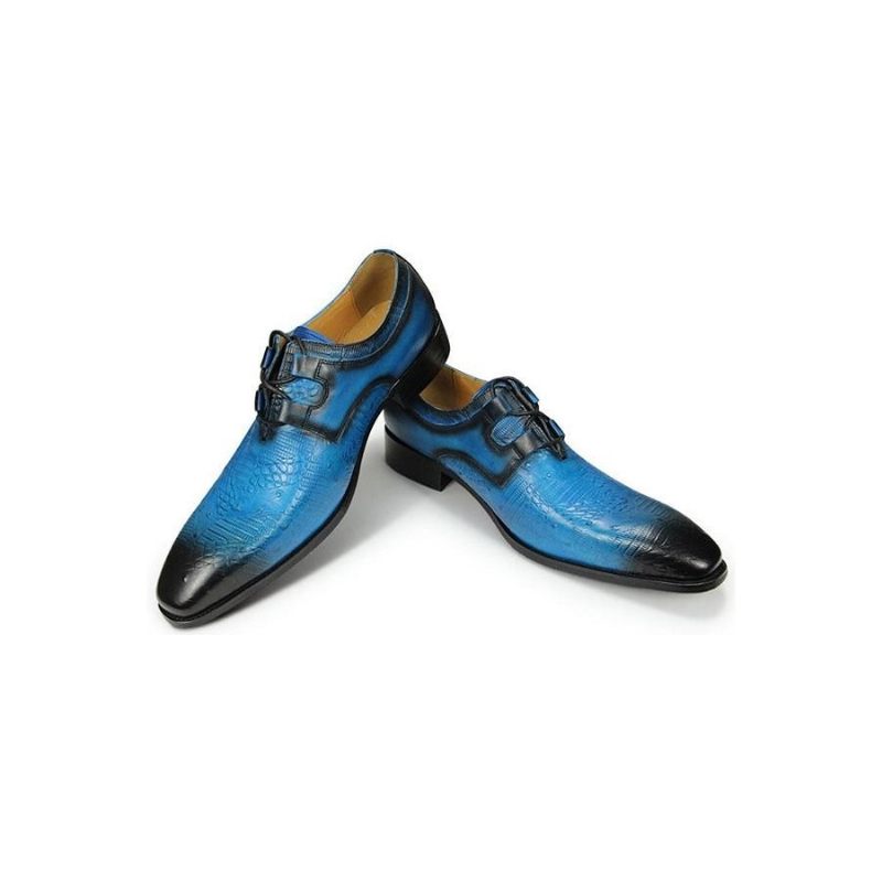 Sapatos Formais Masculinos Requintados Luxo Com Estampa Exótica Derby -  Azul