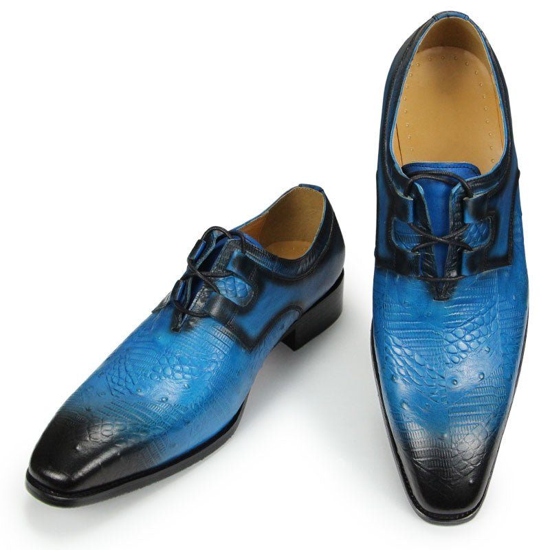 Sapatos Formais Masculinos Requintados Luxo Com Estampa Exótica Derby -  Azul