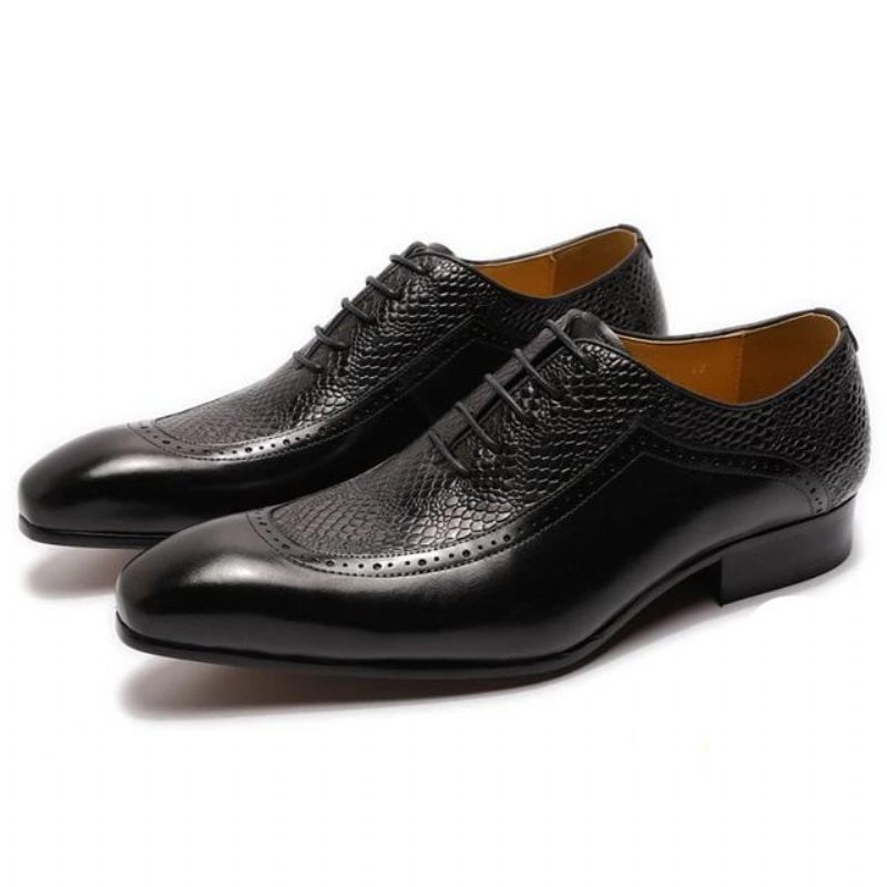 Sapatos Formais Masculinos Requintados Oxford Bico Fino - Preto