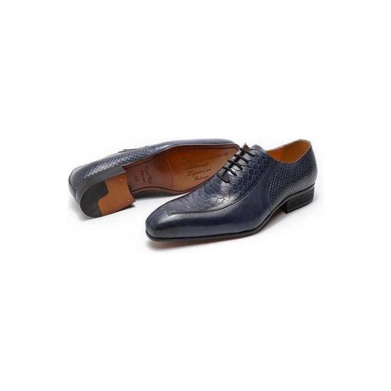 Sapatos Formais Masculinos Requintados Oxford Bico Fino -  Azul