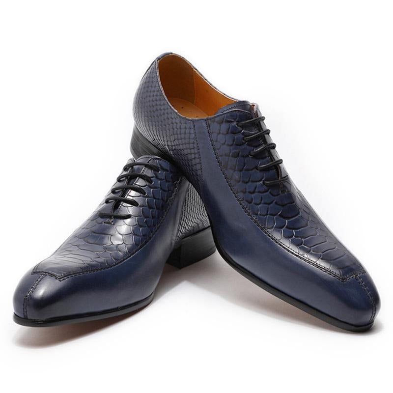 Sapatos Formais Masculinos Requintados Oxford Bico Fino -  Azul