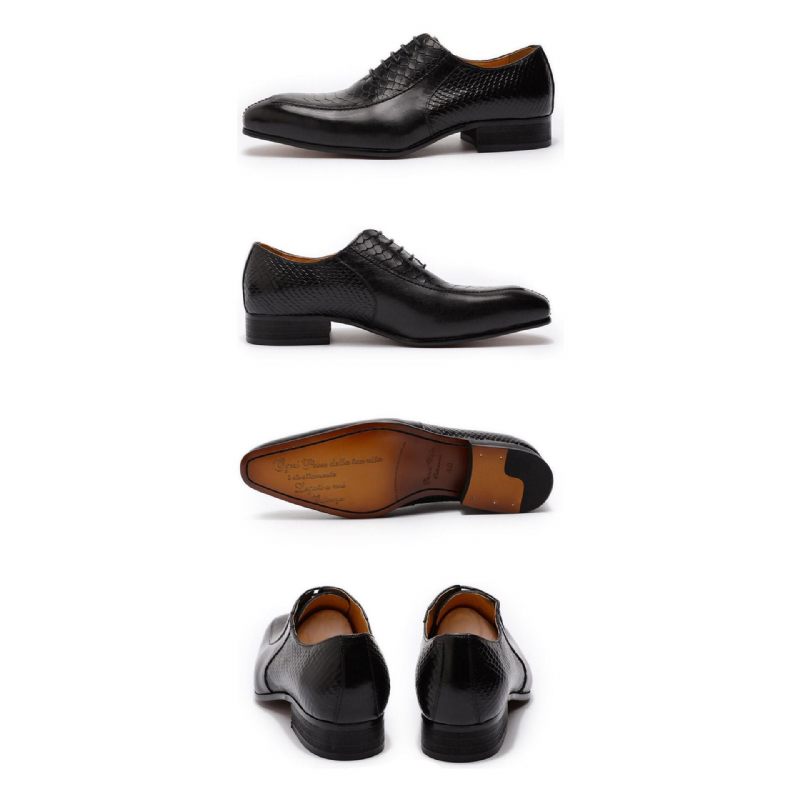 Sapatos Formais Masculinos Requintados Oxford Bico Fino - Preto 