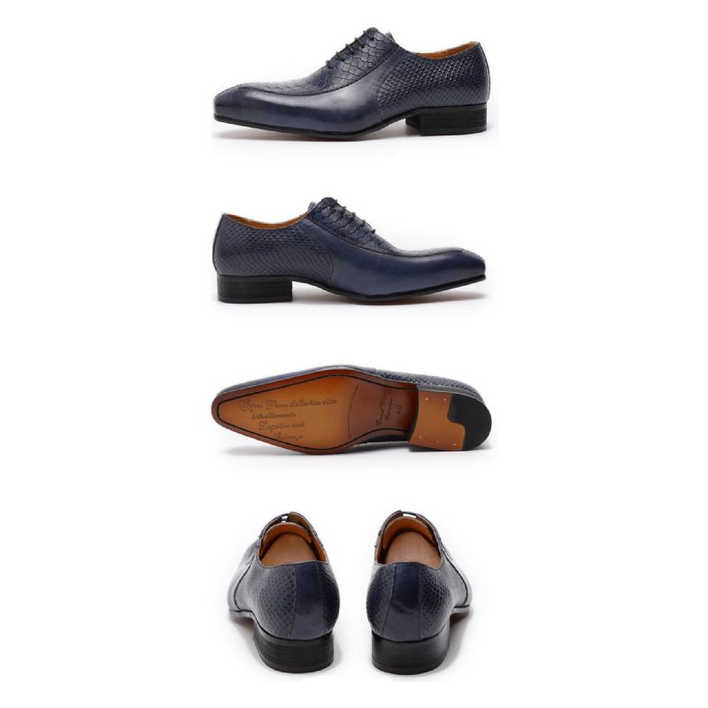 Sapatos Formais Masculinos Requintados Oxford Bico Fino -  Azul