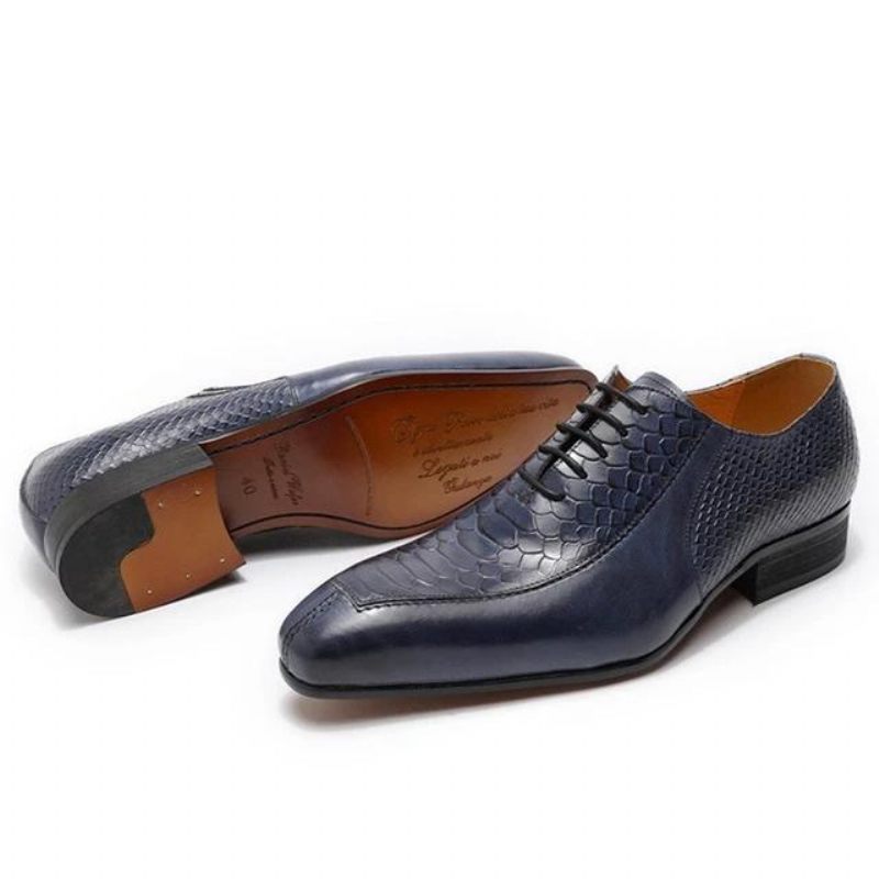 Sapatos Formais Masculinos Requintados Oxford Bico Fino -  Azul