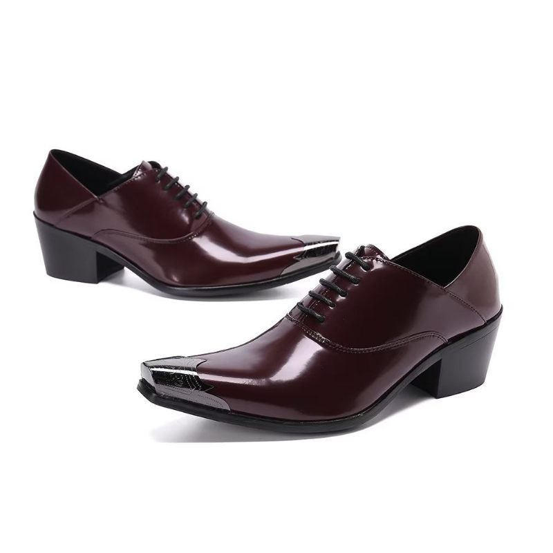 Sapatos Formais Masculinos Requintados Oxford Couro Vaca - Vermelho