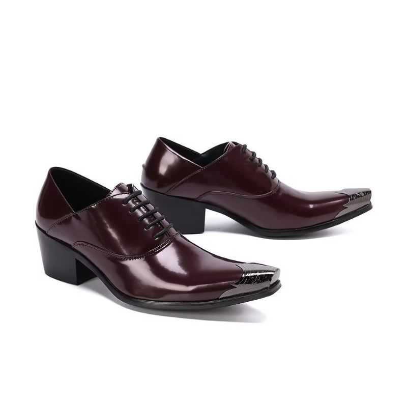 Sapatos Formais Masculinos Requintados Oxford Couro Vaca - Vermelho