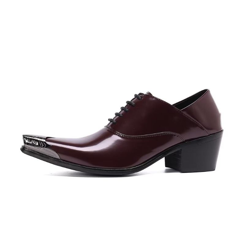 Sapatos Formais Masculinos Requintados Oxford Couro Vaca - Vermelho