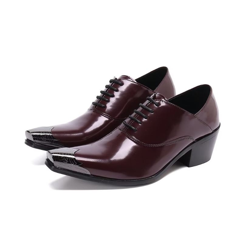 Sapatos Formais Masculinos Requintados Oxford Couro Vaca - Vermelho