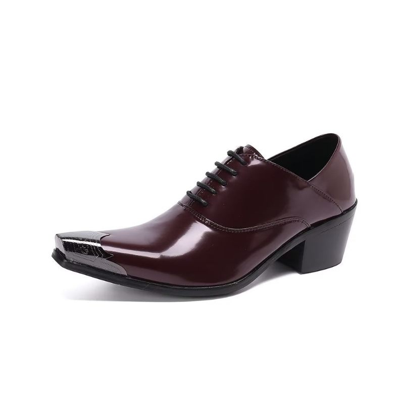 Sapatos Formais Masculinos Requintados Oxford Couro Vaca - Vermelho