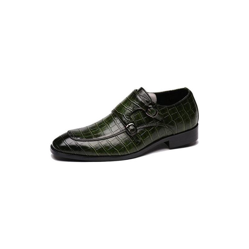 Sapatos Formais Masculinos Retrô Chiques Couro Com Cadarço Pontiagudo - Verde