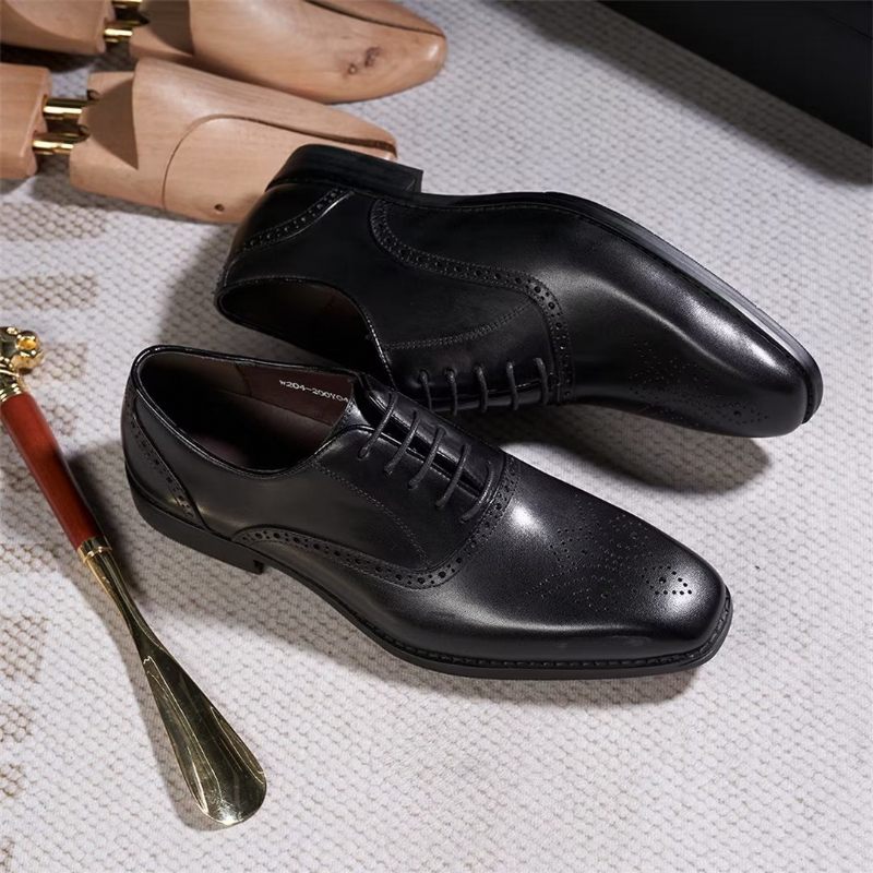 Sapatos Formais Masculinos Seleção Vestido Couro Estilo Urbano - Preto