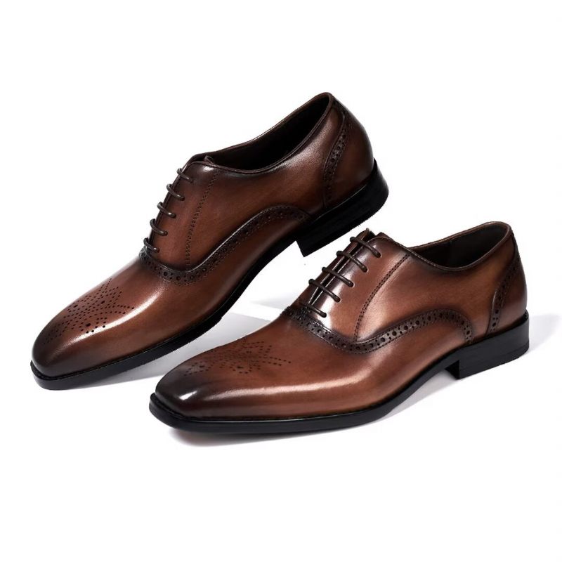 Sapatos Formais Masculinos Seleção Vestido Couro Estilo Urbano - Marrom