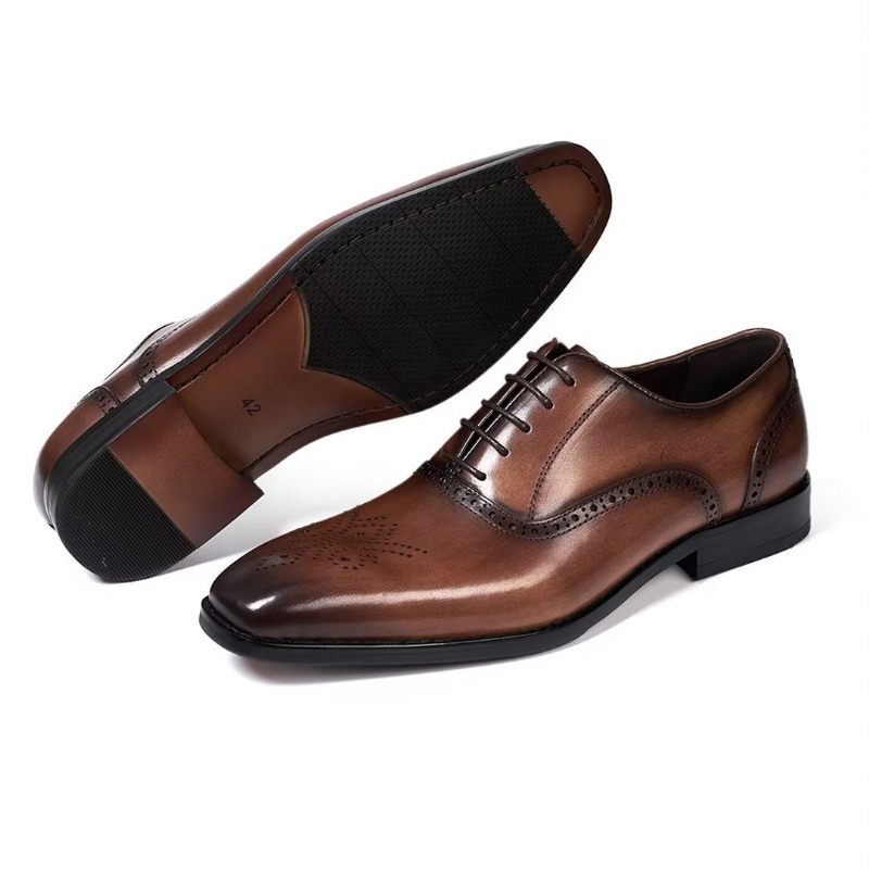 Sapatos Formais Masculinos Seleção Vestido Couro Estilo Urbano - Marrom