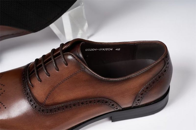 Sapatos Formais Masculinos Seleção Vestido Couro Estilo Urbano - Marrom