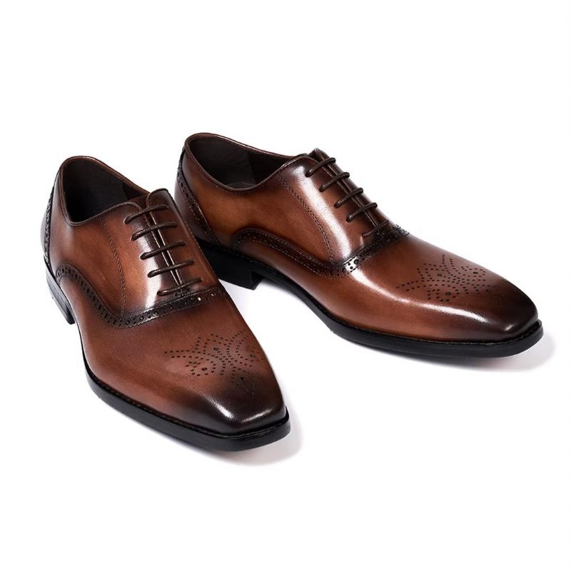 Sapatos Formais Masculinos Seleção Vestido Couro Estilo Urbano - Marrom