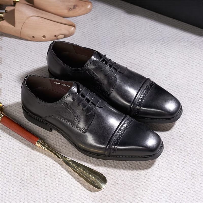 Sapatos Formais Masculinos Sociais Couro Com Apelo Executivo - Preto