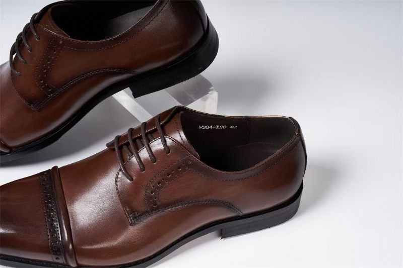 Sapatos Formais Masculinos Sociais Couro Com Apelo Executivo - Marrom