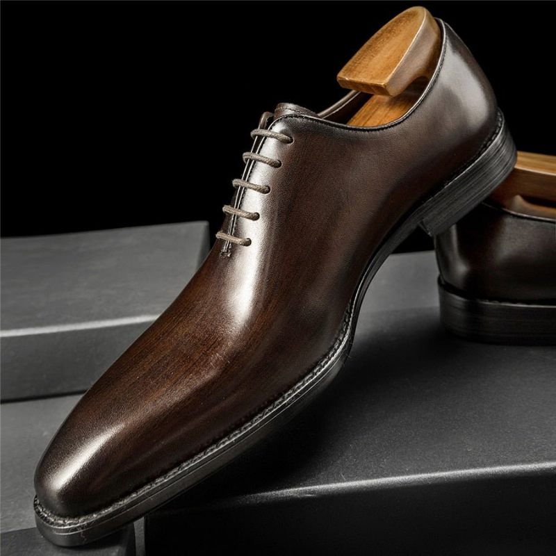 Sapatos Formais Masculinos Sociais Couro Exótico - Café