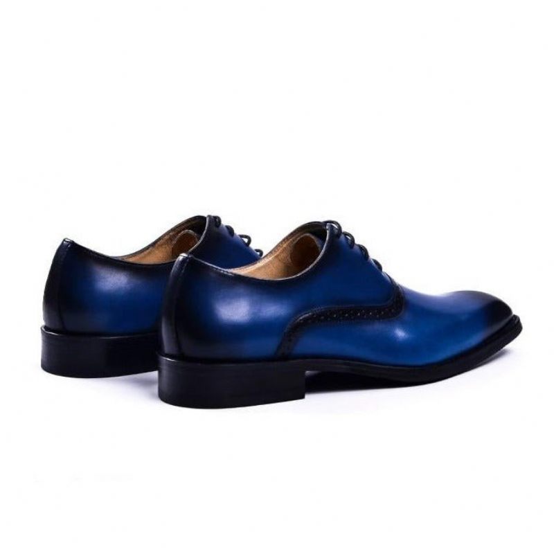 Sapatos Formais Masculinos Sociais Couro Exótico Com Cadarço -  Azul