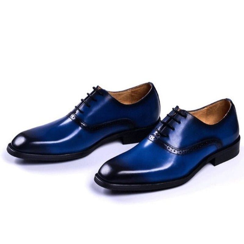 Sapatos Formais Masculinos Sociais Couro Exótico Com Cadarço -  Azul