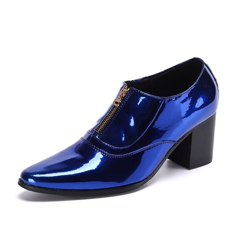 Sapatos Formais Masculinos Sociais Couro Requintados - Azul