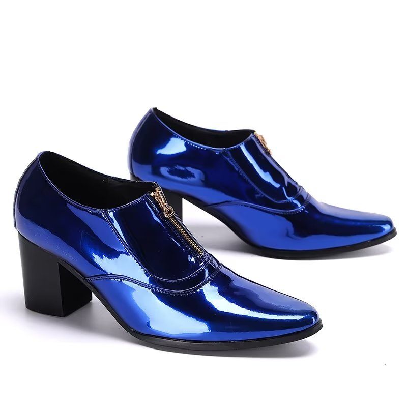 Sapatos Formais Masculinos Sociais Couro Requintados - Azul