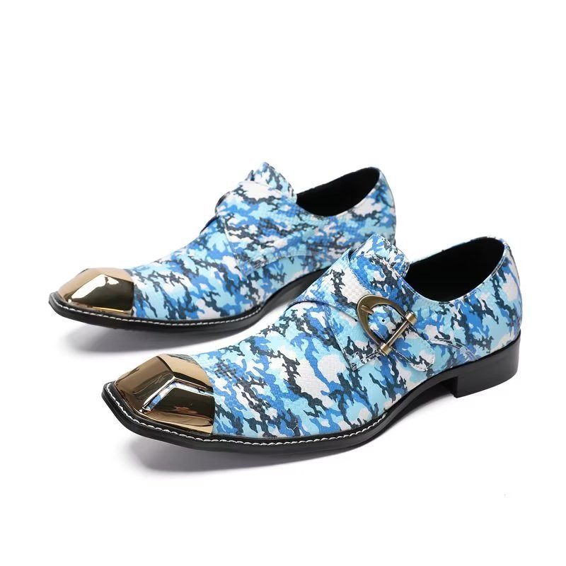 Sapatos Formais Masculinos Sociais Couro Vaca - Azul