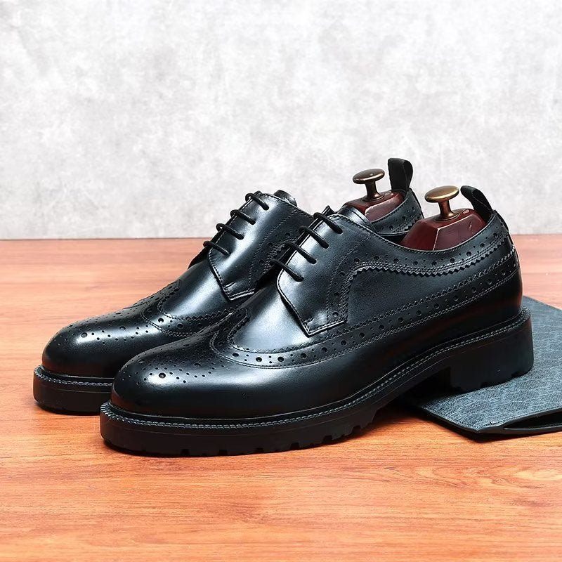 Sapatos Formais Masculinos Sociais Couro Vaca Requintados - Preto