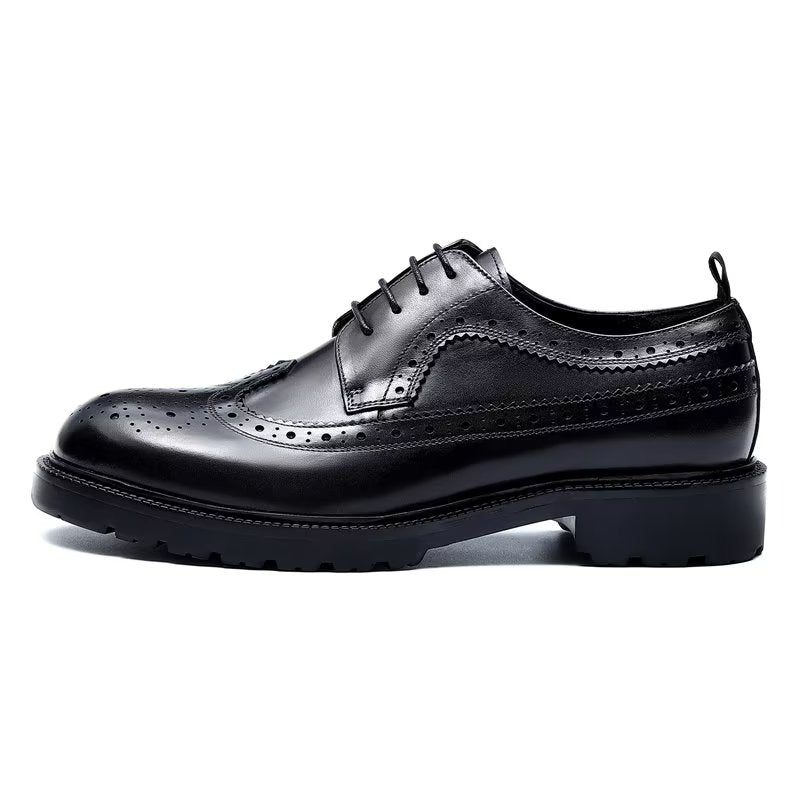 Sapatos Formais Masculinos Sociais Couro Vaca Requintados - Preto