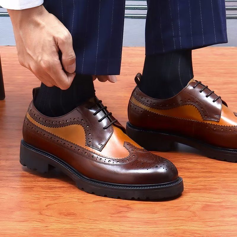 Sapatos Formais Masculinos Sociais Couro Vaca Requintados - Café