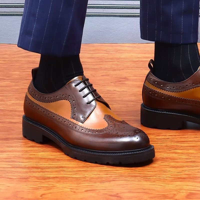 Sapatos Formais Masculinos Sociais Couro Vaca Requintados - Café