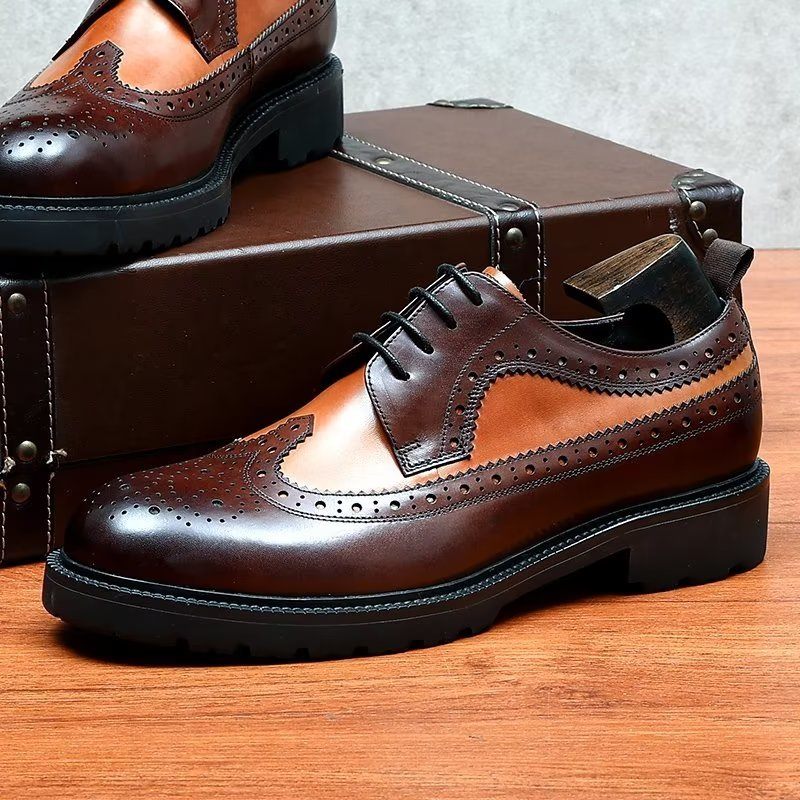 Sapatos Formais Masculinos Sociais Couro Vaca Requintados - Café