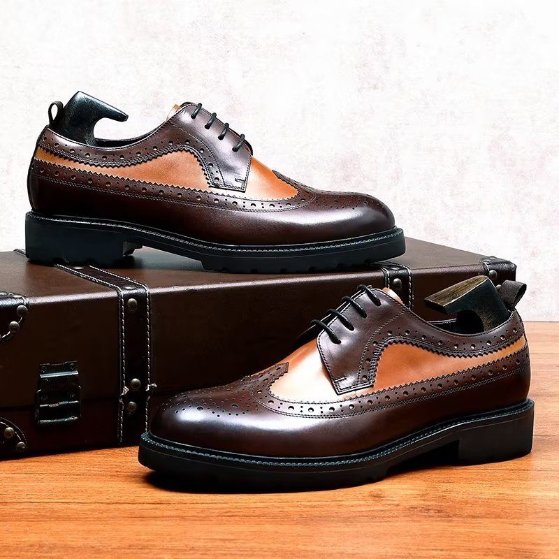 Sapatos Formais Masculinos Sociais Couro Vaca Requintados - Café