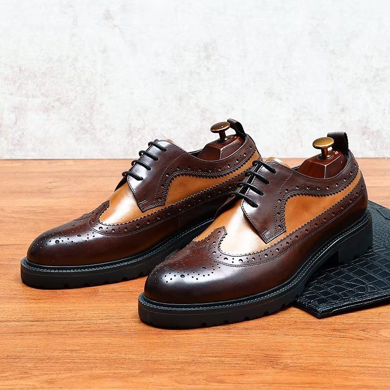 Sapatos Formais Masculinos Sociais Couro Vaca Requintados - Café