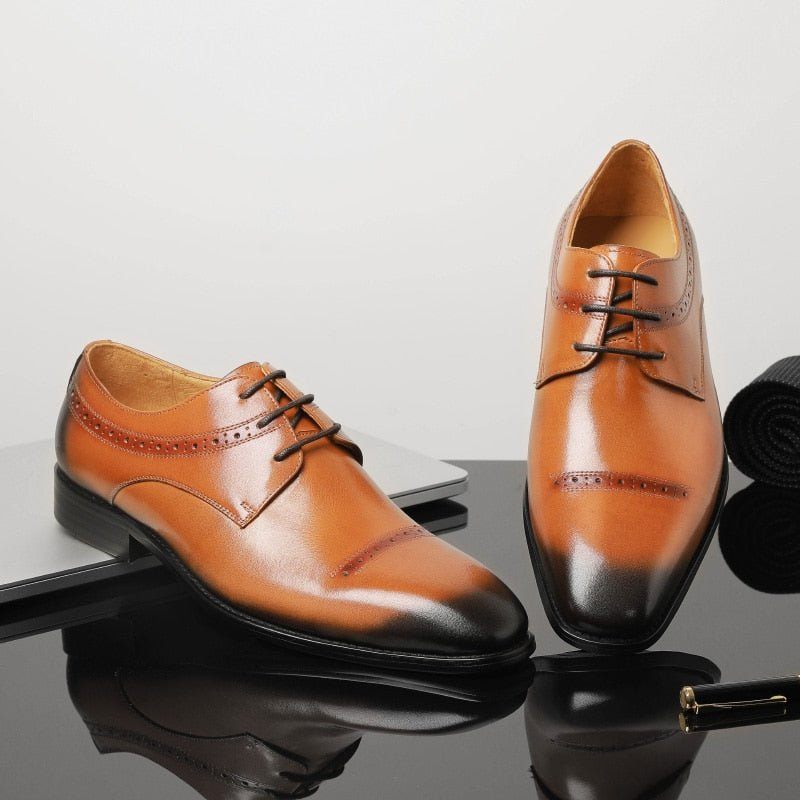 Sapatos Formais Masculinos Sociais Exóticos Com Bico Fino - Café