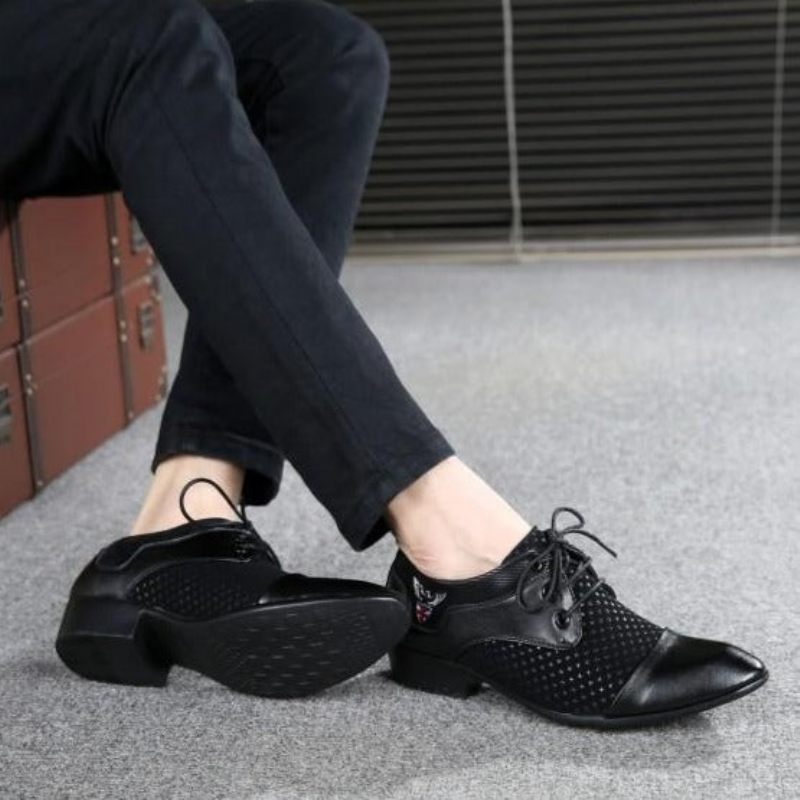 Sapatos Formais Masculinos Sociais Exóticos Com Cadarço - Preto