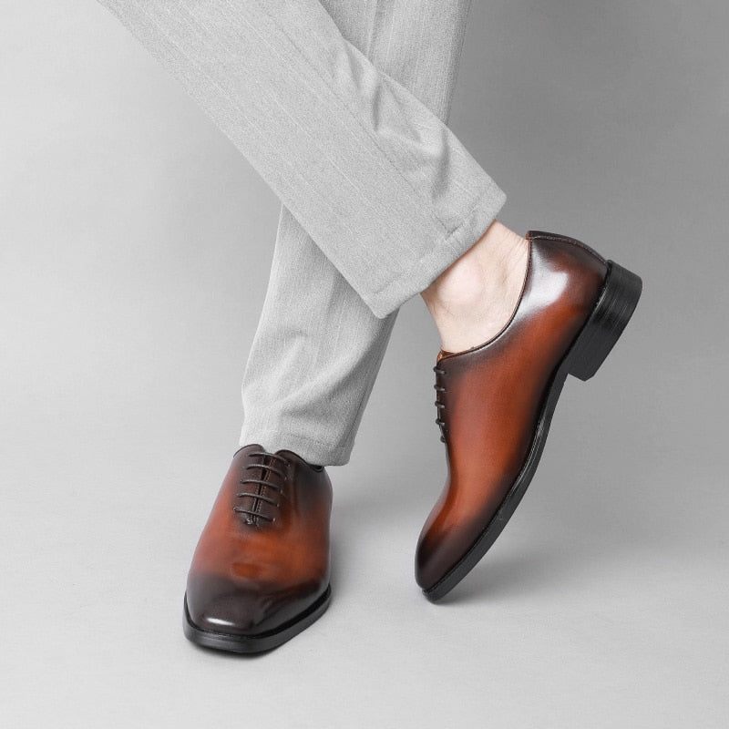 Sapatos Formais Masculinos Sociais Exóticos Com Cordões Oxford - Café 1