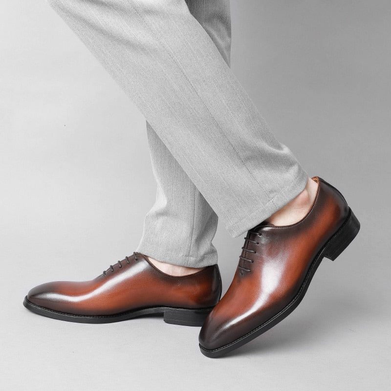 Sapatos Formais Masculinos Sociais Exóticos Com Cordões Oxford - Café 1